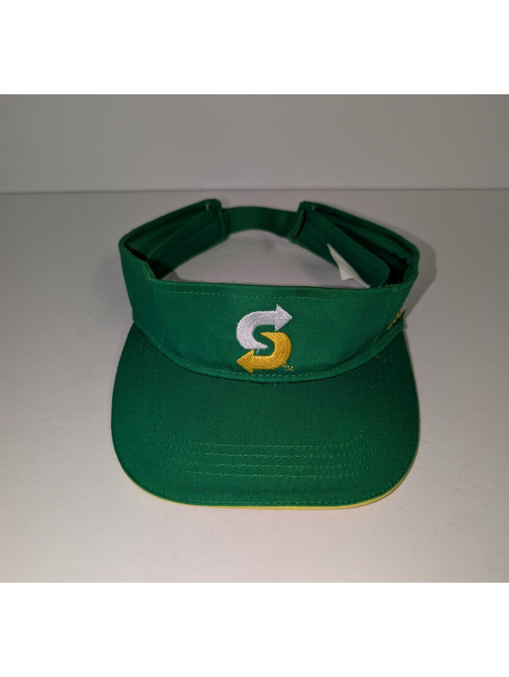 Subway Restaurant Employee Visor Hat Green Yellow Adjustable One Size